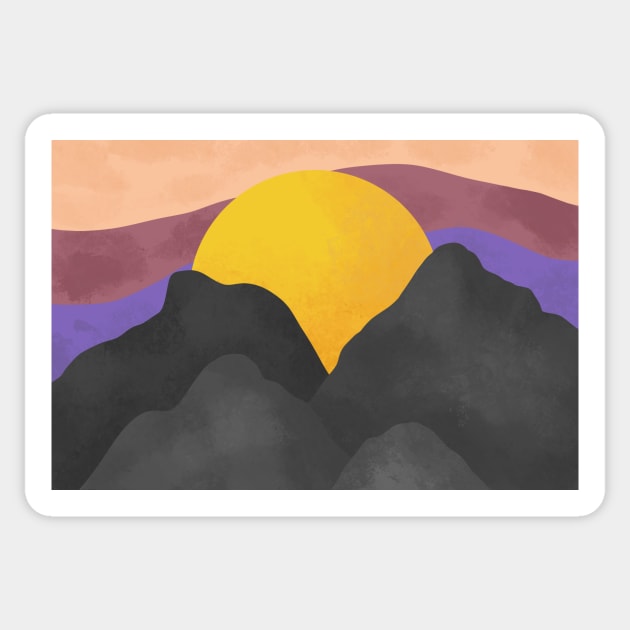 Mountain Sunset Sticker by Reeseworks